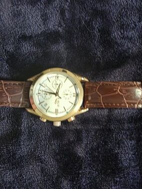 LIGE Men's Gold-Tone Chronograph Mens Watch
